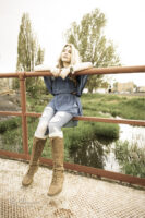 Breanna, jeans, boots, urban, bridge