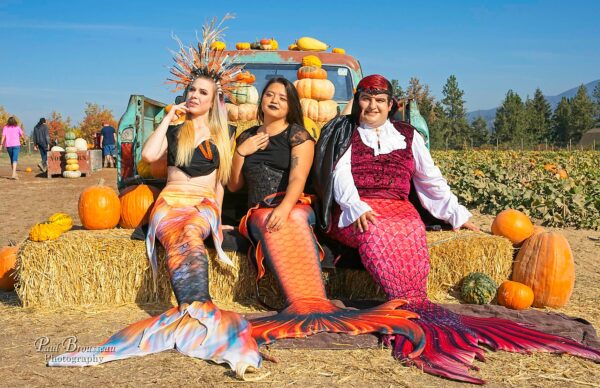 Mermaids in a pumpkin patch