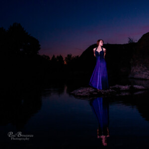 Kiana, dress, reflection, water, sunset