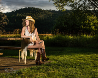 Charlotte, teen, girl, cowgirl, hat, boots, sunset